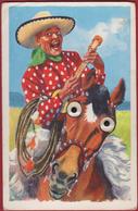 Carte à Système Gaucho Cowboy Horse Cheval Pampa Pferd Guitar Bewegende Ogen Aux Yeux Mobiles Moving Eyes CPA Humour - Native Americans