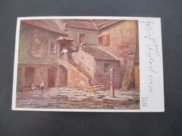 Österreich 1925 Künstlerkarte Wiener Volkskunst Stefan Simony Gem. Idylle Mit T Stempel Und Nachporto Marke 8 Groschen - Cartas