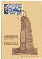 Sénégal Dakar Cap Nègre Var Carte 14/8/1954 Libération Provence Monument Commandos Militaria Lettre Cover WWII - Covers & Documents