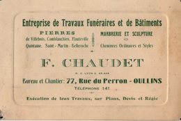 VP16.526 - CDV - Carte De Visite - Entreprise De Travaux Funéraires Et De Bâtiments F. CHAUDET à OULLINS - Cartes De Visite