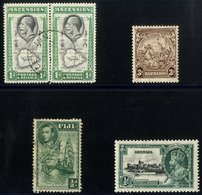 BRITISH COMMONWEALTH Varieties ASCENSION 1934 1d Black & Emerald, VFU Pair Incl. 'teardrops' Flaw, SG.22a (Cat. £180+),  - Altri & Non Classificati