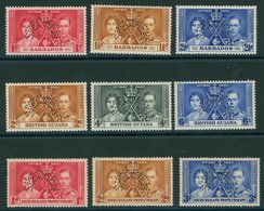 Barbados, British Bechuanaland & British Guiana 1937 Coronation Sets, Each Perf. SPECIMEN, Fine M, Cat. £350. (9) - Sonstige & Ohne Zuordnung