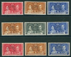 Barbados, British Bechuanaland & British Guiana 1937 Coronation Sets, Each Perf. SPECIMEN, Fine M, Cat. £350. (9) - Andere & Zonder Classificatie