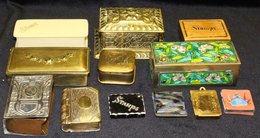 20thC Varied Group Boxes & Cases, Several Headed 'stamps' Boxes Incl. Chinese Enamel, One Showing Head Of KEVII, Austria - Other & Unclassified