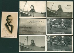 AVIATION B.C. Hucks Aviation Group Of Seven PPC's, All Bar One Are Unused Depicting The Airman, Three Are Signed By Huck - Ohne Zuordnung