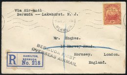 1925 Reg Envelope To England With 4d Cancelled Hamilton 16.AP.25, New York 4.24.1925 Arrival Cancels On Back. BERMUDA FI - Other & Unclassified