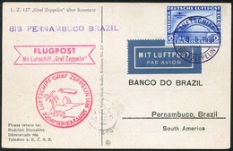 1930 South America Flight PPC Of LZ127 Over Lake Constanz, Franked 2rm South America Flight Mi.438, Tied On Board Cancel - Autres & Non Classés