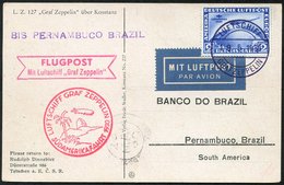 1930 South America Flight PPC Of LZ127 Over Lake Constanz, Franked 2rm South America Flight Mi.438, Tied On Board Cancel - Other & Unclassified