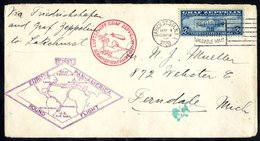 1930 South America Flight US Acceptance Envelope To Michigan, Franked $2.60 Zeppelin Adhesive, Tied New York Slogan Canc - Autres & Non Classés