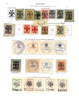 ALBANIA 1909-34 M & U Collection Housed On 'Ideal' Leaves Incl. 1913 Turkish Stamps H/stamped (14) Appear Genuine (5 Wit - Sonstige & Ohne Zuordnung