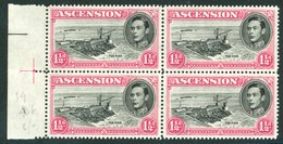 1938-53 1½d Black & Rose Carmine Pl.14 Left Side Marginal Block Of Four, UM Incl. The 'Davit' Flaw, SG.40da. Cat. £137+. - Autres & Non Classés