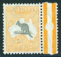1932 C Of A 5s Grey & Yellow Part Marginal Gutter Single, Fine M, SG.135. Cat. £170. (1) - Andere & Zonder Classificatie
