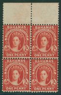 1882 1d Scarlet Vermilion Wmk CCA, P.12 Upper Marginal Block Of Four With Wide Sheet Margin, Pos 7-8/7-18, Showing Pos 8 - Other & Unclassified