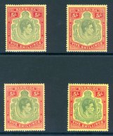 1938-53 5s, Fine M, SG.118d/e/f & G, Cat. £245. (4) - Autres & Non Classés