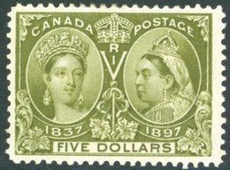 1897 Jubilee $5 Olive Green, Fresh Large Part O.g, SG.140. Cat. £1400. (1) - Other & Unclassified