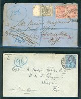 Two Incoming Envelopes To Fiji From England, 1884 Registered To Levuka, Then Forwarded To Savu Savu With A 6d And Two 2d - Autres & Non Classés