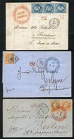 1862 Envelope To Berlin, Franked 10c + 40c Imperf Napoleon (40c Cut Away N.E Corner), Cancelled 'DS3' & Tied By Red 'Aus - Sonstige & Ohne Zuordnung