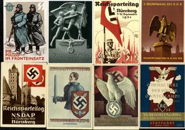 1933 Nurnberg Rally, 1934-42 Propaganda Cards (9) Incl. 1934 Reichsparteitage Cards (2 Different), 1936 Berlin Christmas - Sonstige & Ohne Zuordnung