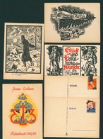 1939-45 Illustrated Feldpost Cards (7 Used & 14 Unused) Incl. Propaganda Churchill & Chamberlain Cards, Some Striking Im - Andere & Zonder Classificatie