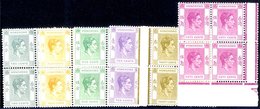 1938-52 Perf 14½ X 14 Defins In Blocks Of Four 2c Grey, 4c Orange, 5c Green, 10c Bright Violet, 30c Yellow Olive & 50c P - Other & Unclassified