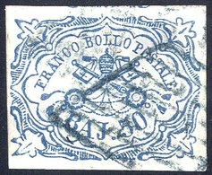 PAPAL STATES 1852 50b Blue Used Good Margins, Slight Faults, But Very Scarce. SG.27. Cat. £2000. - Sonstige & Ohne Zuordnung