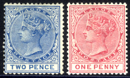 1882 CCA 2d Blue M, SG.18, 1884-86 CCA 1d Rose Carmine Wmk Inverted M, SG.22w. Cat. £380. (2) - Sonstige & Ohne Zuordnung