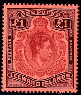 1938 £1 Brown-purple & Black/red Fine M With Variety 'Gash In Chin'. Scarce, SG.114af. Cat. £2250. (1) - Autres & Non Classés