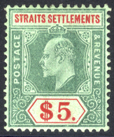 1909 MCCA $5 Green & Red/green Fine M, SG.167. Cat. £150. (1) - Autres & Non Classés
