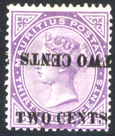 1891 2c On 38c Bright Purple Variety Surcharge Double, One Inverted Fine M, SG.121c. BPA Cert (1957). Cat. £275. - Sonstige & Ohne Zuordnung