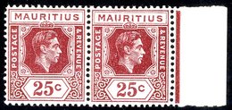 1938 25c Brown Purple UM Marginal Pair Incl. The 'IJ' Flaw. SG.259ba. Cat. £309+. (2) - Autres & Non Classés