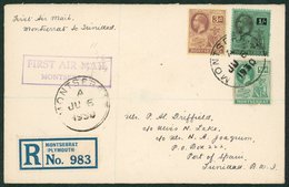 1931 Feb 23rd Royal Naval Air Service Seaplane Registered Flight Cover Plymouth - St. Kitts Onto Port Of Spain ½d, 3d &  - Autres & Non Classés