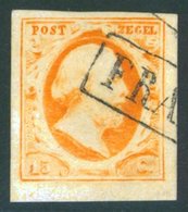 1852 15c Orange Yellow, Good To Huge Margins FU With Boxed 'Franco' Cancel. SG.3b. - Sonstige & Ohne Zuordnung