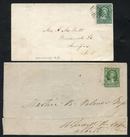 1860 Outer Wrapper To Hopewell Corner With A 5c Yellow-green Tied Salisbury N.B. NO.29.1860 And An 1867 Envelope, Sackvi - Sonstige & Ohne Zuordnung