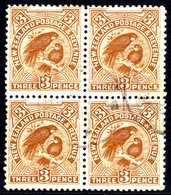 1907-08 3d Yellow-brown Block Of Four FU SG.378a. Cat. £200+. (4) - Sonstige & Ohne Zuordnung