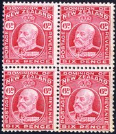1909-16 Pl.14 X 13½ (comb) 6d Carmine Block Of Four, Off Centre To Left, Some Minor Perf Toning, UM Single Short Perf On - Sonstige & Ohne Zuordnung
