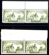 1936-42 2s Capt Cook Top Marginal UM Pair Incl. Variety 'Captain Coqk', SG.589/a Similar For Perf 12½, SG.589d/da. Cat.  - Autres & Non Classés