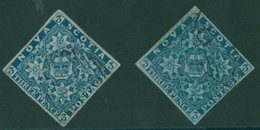 1851-60 3d Deep Blue & 3d Pale Blue (SG.2 & 4), Both With Four Margins & Fine Barred Oval Cancels. Cat. £320. (2) - Autres & Non Classés