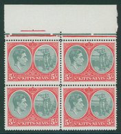 1938-50 Ordinary Paper, Pl.14 5s Bluish Green & Scarlet, Upper Marginal Block Of Four, Lower Right Stamp (R2/4) With 'br - Sonstige & Ohne Zuordnung