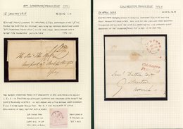 1818-51 Cover Selection, Noted - London 1d Paid Marks, Handstruck 1, 2, 3, 1838 Fine Colchester/Penny Post, 1818  Bps St - Autres & Non Classés
