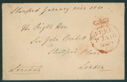 FREE FRANK FRONTS 1840 Jan 9th Envelope From Stamford To London Franked Lonsdale, Posted On The Last Day, Free Mark Appe - Sonstige & Ohne Zuordnung