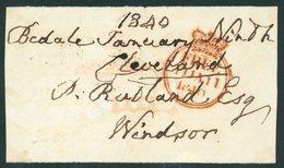 FREE FRANK FRONTS 1840 Jan 9th Front From Bedale To Windsor, Franked 'Cleveland' (last Day Of Free Handstamp) - Sonstige & Ohne Zuordnung