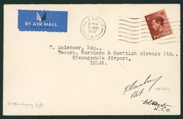1937 March 12th Northern & Scottish Airways Emergency Flight, Glasgow - Islay Company Flown Cover Signed By The Pilot &  - Sonstige & Ohne Zuordnung