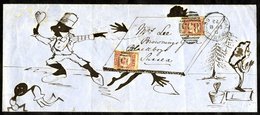 1872 Hand Drawn Envelope Waltham Cross To Sussex, Fine Envelope (223 X 95) Waltham Cross (Herts) To 'Mrs Lee, Brownings  - Sonstige & Ohne Zuordnung