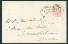 1856 1d Pink Envelope To London Cancelled By Fine Wrexham Spoon Code 'C' For Sept 25th 1856, Horizontal Crease Hardly De - Sonstige & Ohne Zuordnung