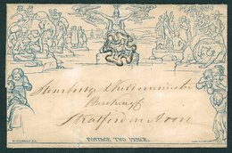 1843 Twopence Letter Sheet A97 Sent From Warwick To Stratford On Avon, Britannia Cancelled By A Fine Black MC, Reverse W - Sonstige & Ohne Zuordnung