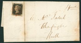 1840 Sept 10th Cover From Moundale Mills To Hull Franked Pl.1a SL Four Margin Example Tied Red MC, Reverse Stockton.10.S - Sonstige & Ohne Zuordnung
