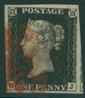 Plate 4 GJ, Large Margined Example, Portion Of Adjoining Stamp Visible At Right Side, Cancelled Red MC. (1) - Sonstige & Ohne Zuordnung