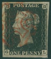 Plate 4 GL, Clear To Huge Margins, Tiny Portion Of Adjoining Stamp Visible At Base, Superb Red MC. (1) - Autres & Non Classés