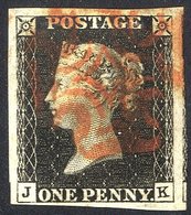 Plate 4 JK, Mainly Huge Margins, Portion Of Adjoining Stamp Visible At Right Side, Fine Red MC. (1) - Sonstige & Ohne Zuordnung