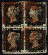 Plate 7 DK/EL BLOCK OF FOUR, Good To Large Margins, A Little Ragged At Left Side But Intact, Cancelled By Red MC. - Autres & Non Classés